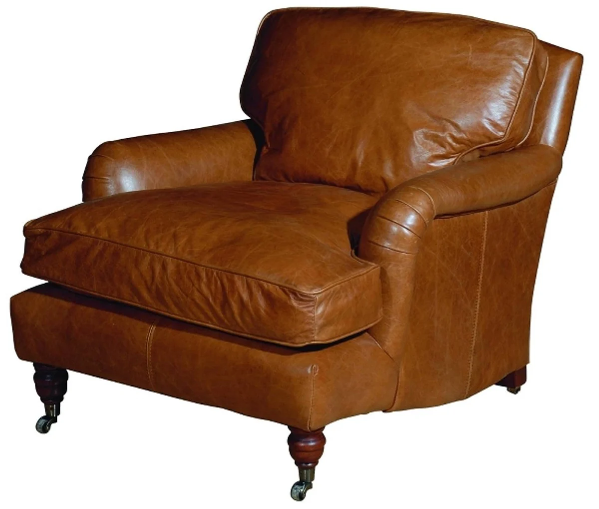 Casa Padrino luxury genuine leather armchair brown 88 x 111 x H. 81 cm - Leather Furniture
