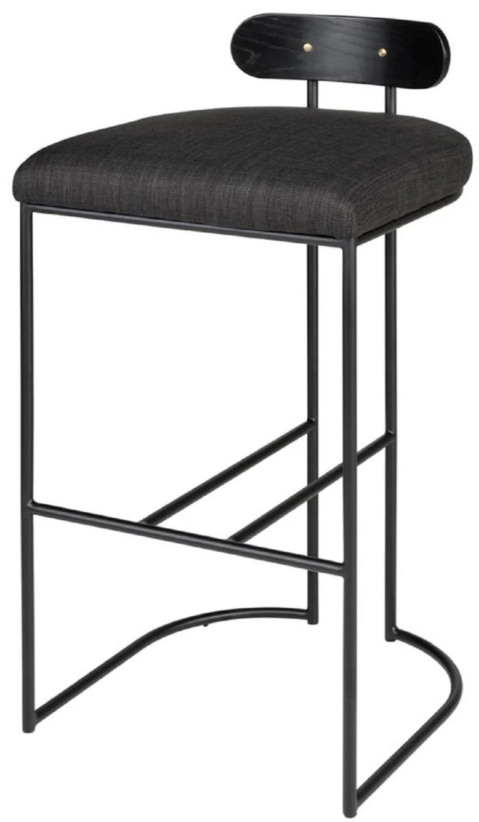 Casa Padrino silla de bar de dise?o negro 46 x 46 x A. 92 cm - Taburete de bar moderno con acero pintado en polvo - Muebles de Bar de Lujo