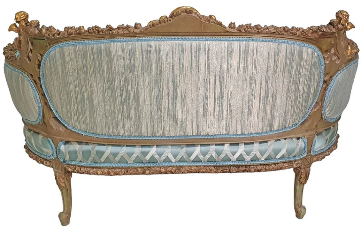 Casa Padrino sof¨¢ barroco turquesa / oro antiguo - Magn¨ªfico sof¨¢ de sal¨®n de estilo barroco - Muebles de sal¨®n de estilo barroco - Muebles barrocos - Interiores barrocos