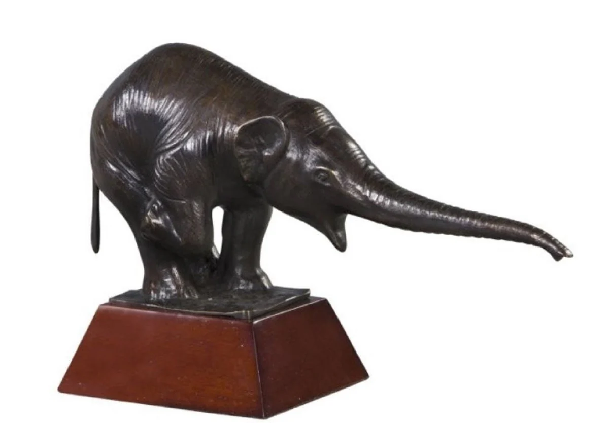 Casa Padrino figura de bronce de lujo con base de madera elefante bronce / marrón 42 x 17 x H. 29 cm - Decoración de Lujo