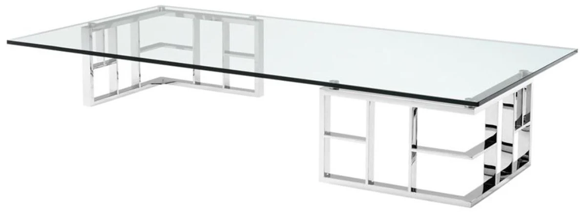 Casa Padrino mesa de centro / mesa de salón de plata 180 x 90 x H. 32,2 cm - Colección de Lujo