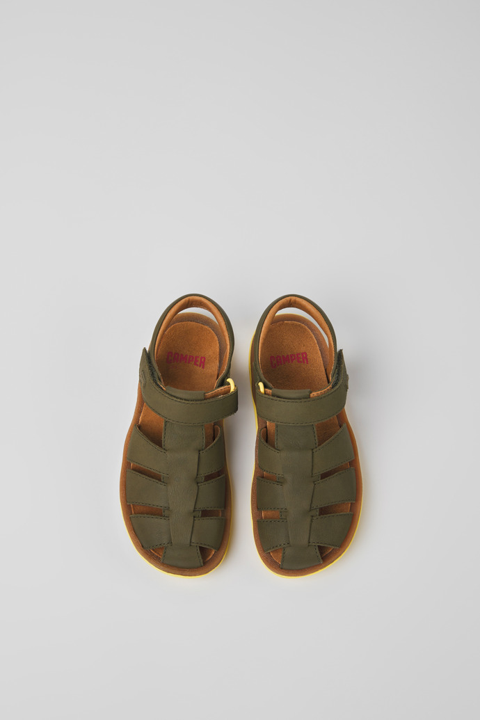 Bicho Green leather sandals for boys