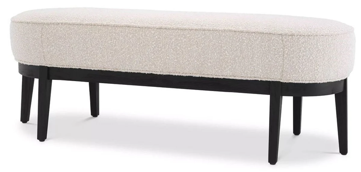 Casa Padrino banco de lujo crema / negro 132 x 45 x A. 47 cm - Banco de sal¨®n tapizado - Muebles de Sala de Estar - Muebles de Hotel - Colecci¨®n de Lujo