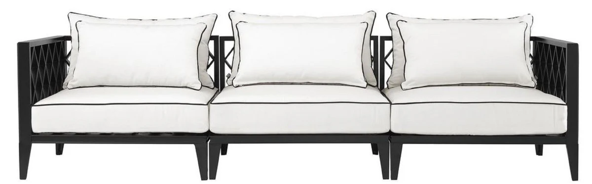 Casa Padrino sof¨¢ de sala de estar de lujo con cojines negro mate / blanco 275,5 x 93 x H. 69 cm - Muebles de Sala