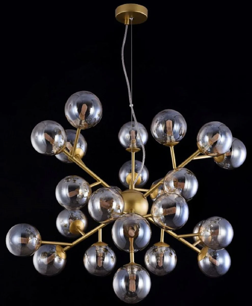 Casa Padrino lámpara colgante de salón oro Ø 65 x H. 40 cm - Lámpara Colgante con Pantallas Esféricas