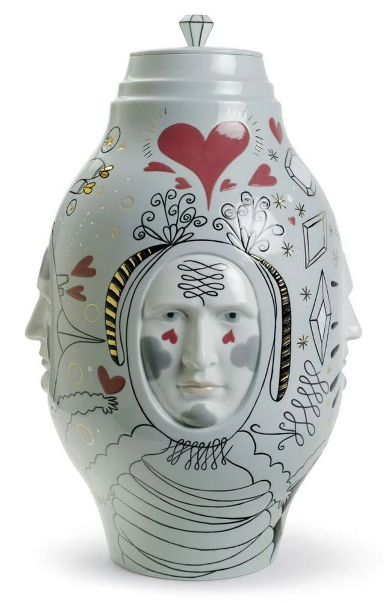 Casa Padrino Designer Porcelain Vase Gray / Multicolor Ø 27 x H 39 cm - Handcrafted & Hand Painted Luxury Deco Object