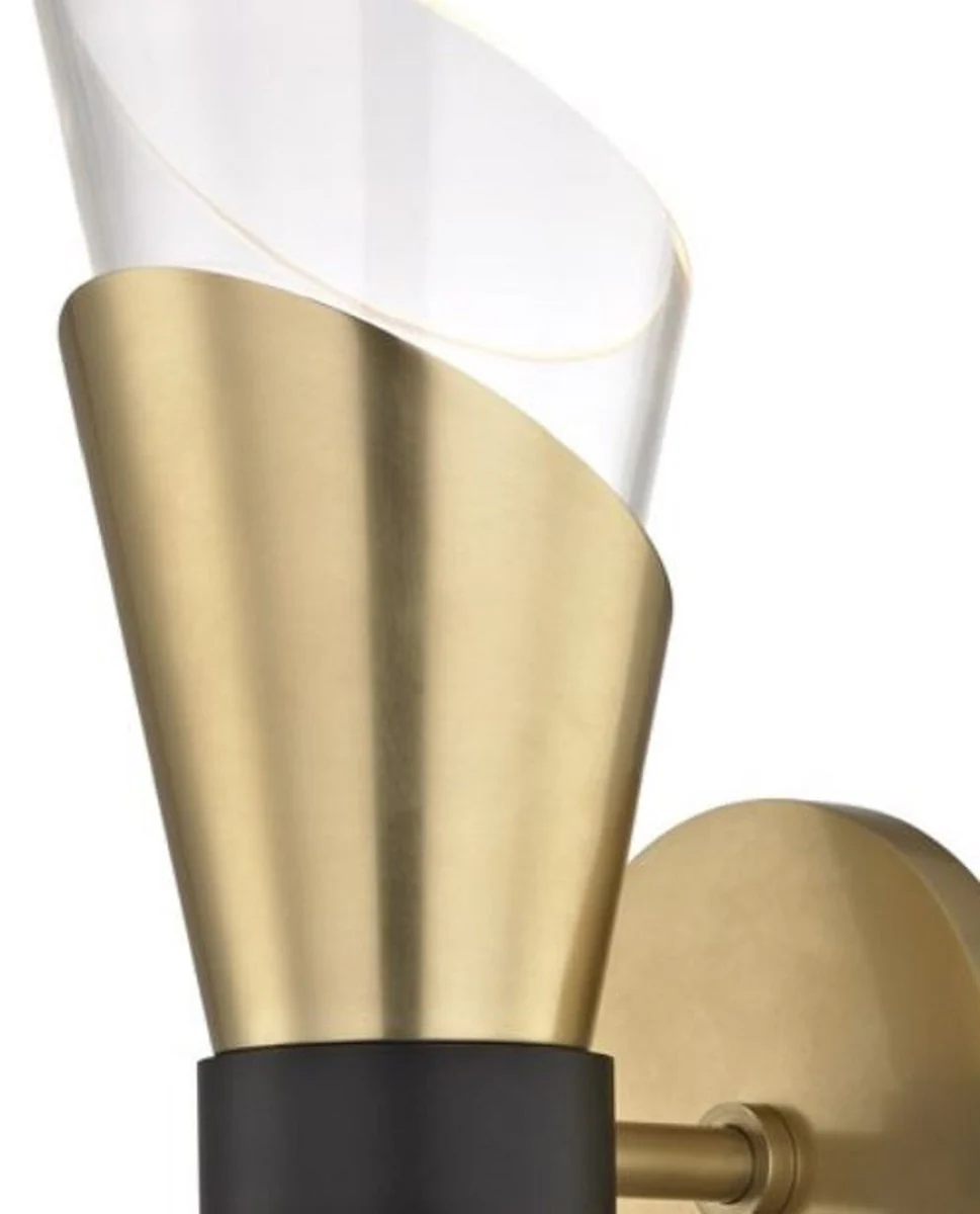 Casa Padrino lámpara de pared LED doble latón antiguo / negro 12,1 x 14,6 x H. 38,1 cm - Colección de Lujo