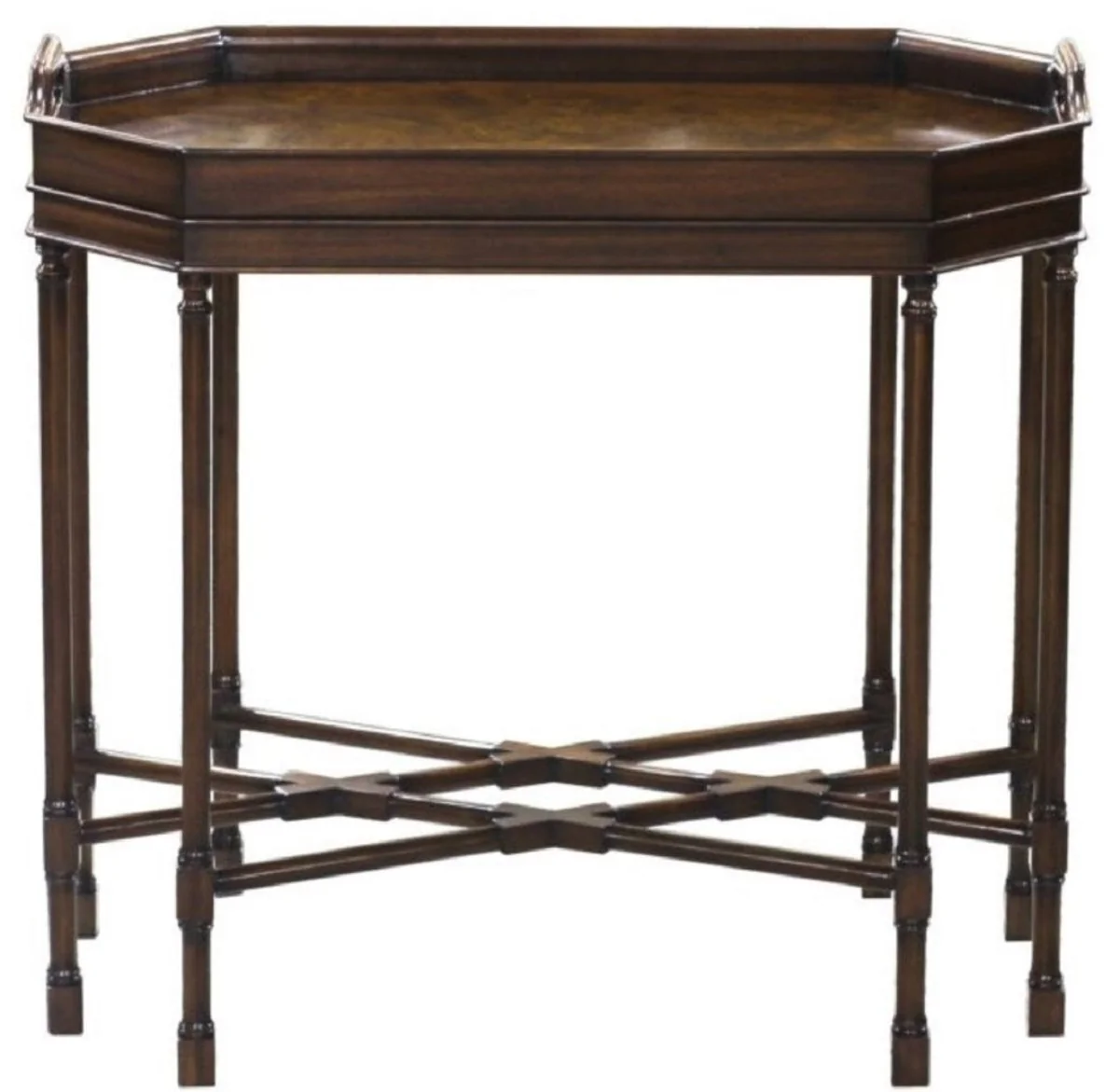 Casa Padrino mesa de centro de lujo marr¨®n oscuro / marr¨®n 66 x 41 x H. 62 cm - Mesa de Servir con Bandeja Extra¨ªble