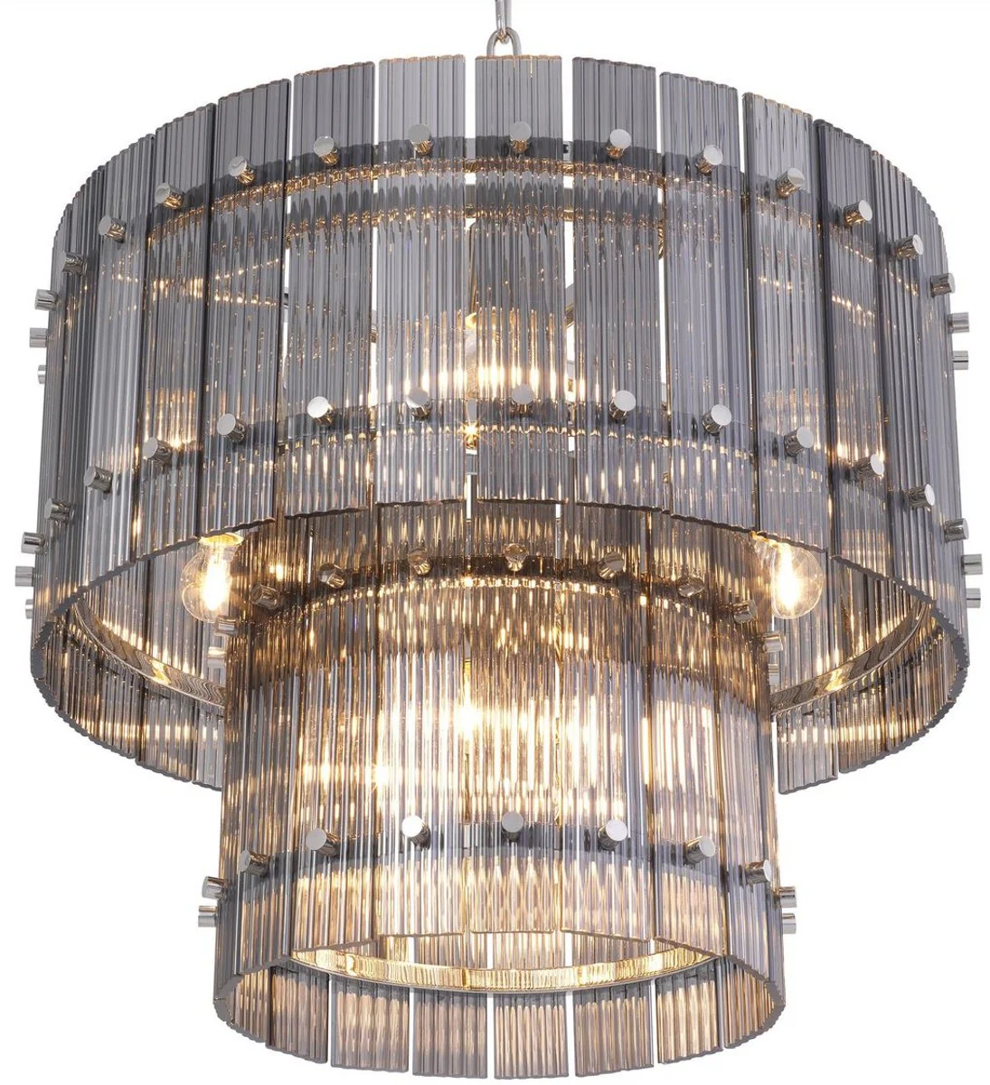 Casa Padrino lámpara de araña de lujo gris / plata Ø 57 x A. 47 cm - Lámpara de araña redonda de hotel y restaurante - Calidad de Lujo