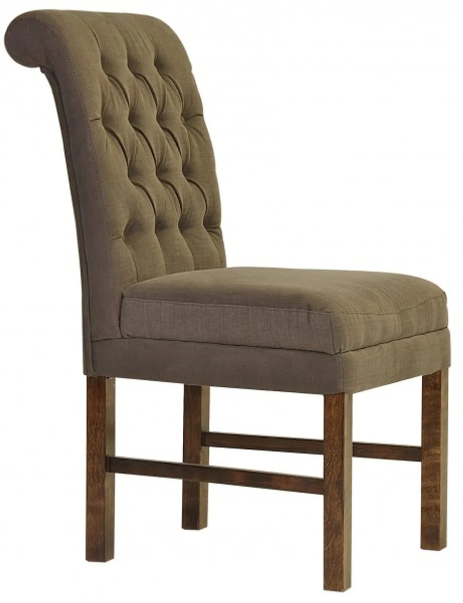Casa Padrino designer dining room chair modef 16 Brown-Grey / Brown - Hotel Facilities - Beerch Wood - Chesterfield