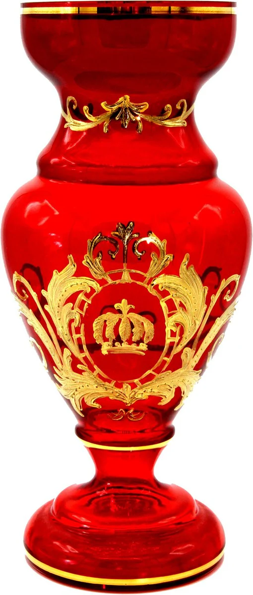 Pomp??s by Casa Padrino jarr¨®n de lujo con ba?o de oro de 24 quilates rojo / oro ? 14 x A. 30,5 cm - Florero Pomp??s dise?ado por Harald Gl??ckler
