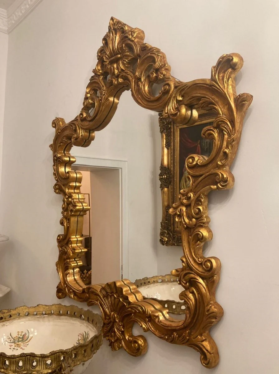 Casa Padrino consola barroco con tapa de m¨¢rmol y espejo oro / gris - Magn¨ªfica consola de espejo estilo barroco - Muebles de armario estilo barroco - Muebles barrocos - Muebles de estilo antiguo