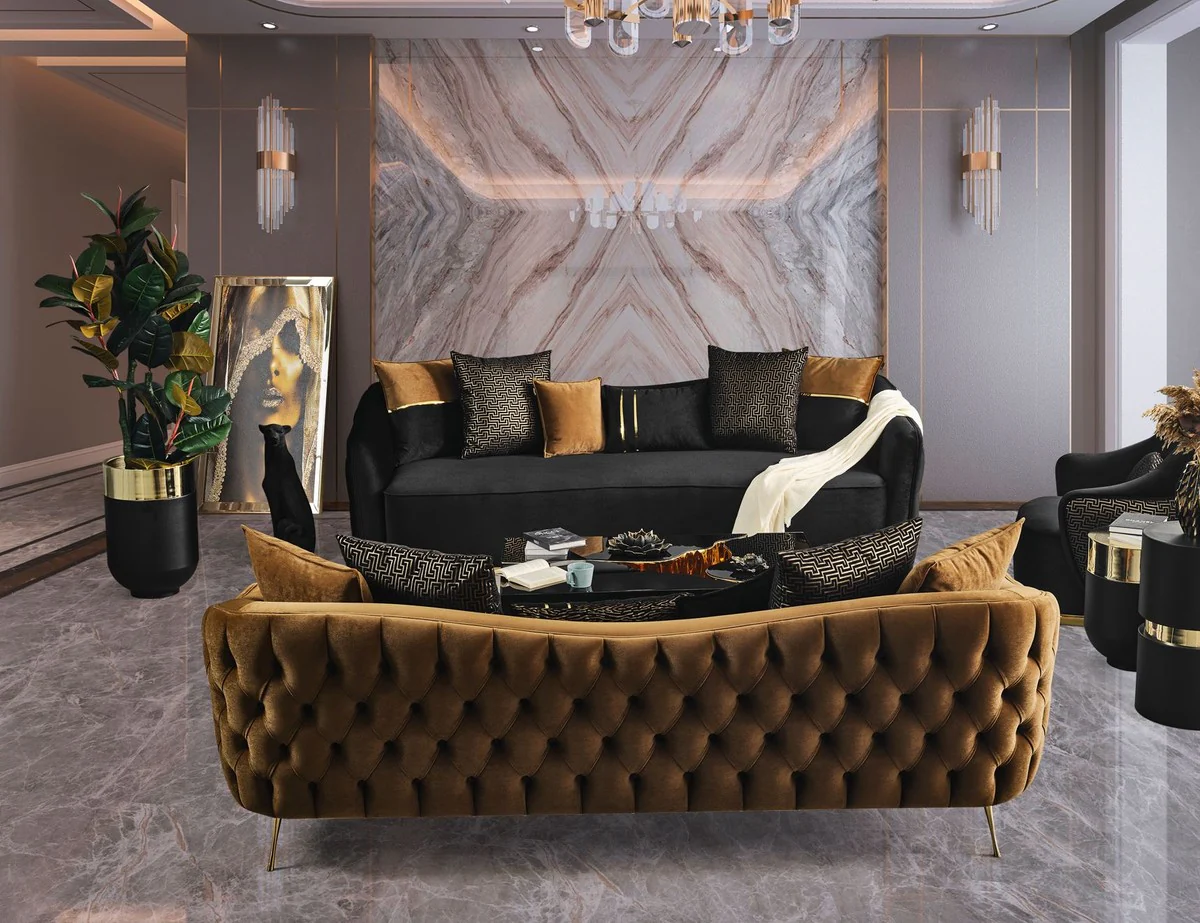 Casa Padrino sof¨¢ de lujo marr¨®n / oro 260 x 100 x A. 80 cm - Sof¨¢ de sal¨®n - Muebles de sal¨®n - Muebles de lujo - Interior de sal¨®n - Interior de lujo - Calidad de lujo