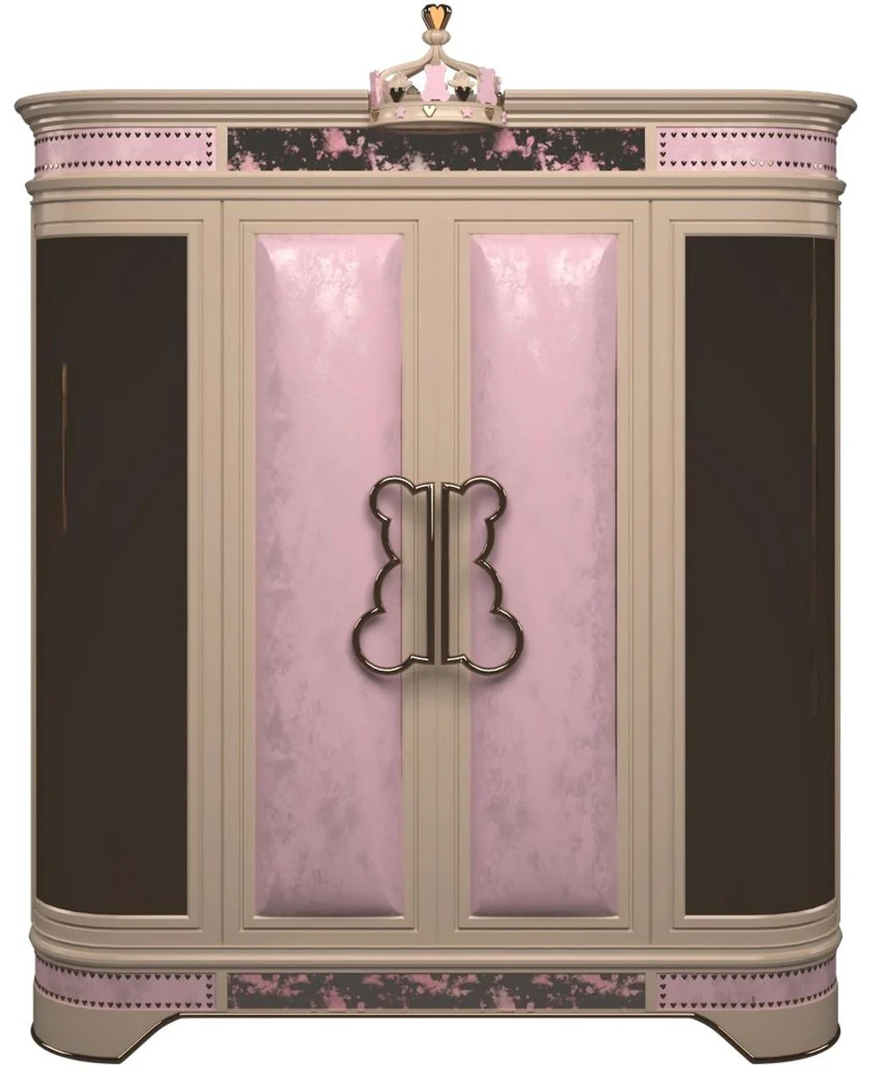 Casa Padrino armario habitaci¨®n infantil de dise?o de lujo rosa / beige / negro / oro 200 x 60 x A. 250 cm - Mobiliario Habitaci¨®n Infantil - Mobiliario de Hotel - Calidad de Lujo - Hecho en Italia