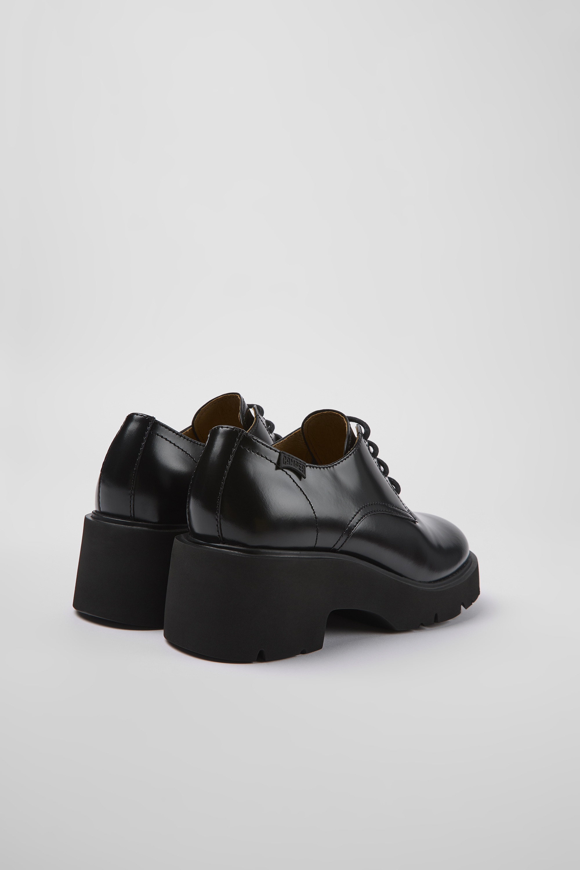 Milah - Black leather lace-up loafers for women