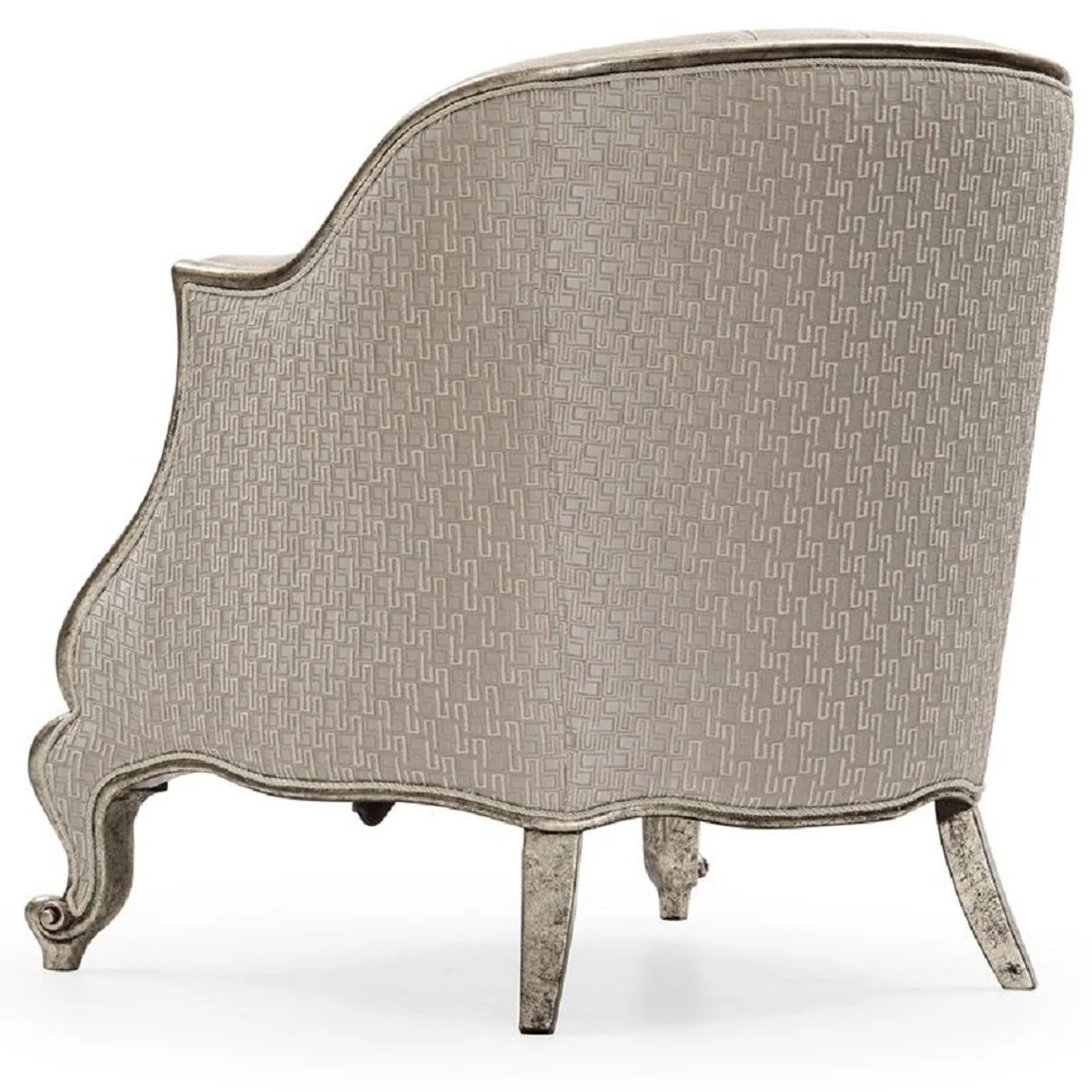 Casa Padrino sill¨®n de sal¨®n barroco de lujo crema / plata / plata antigua - Sill¨®n de estilo barroco hecho a mano con coj¨ªn decorativo - Muebles de sal¨®n de lujo en estilo barroco