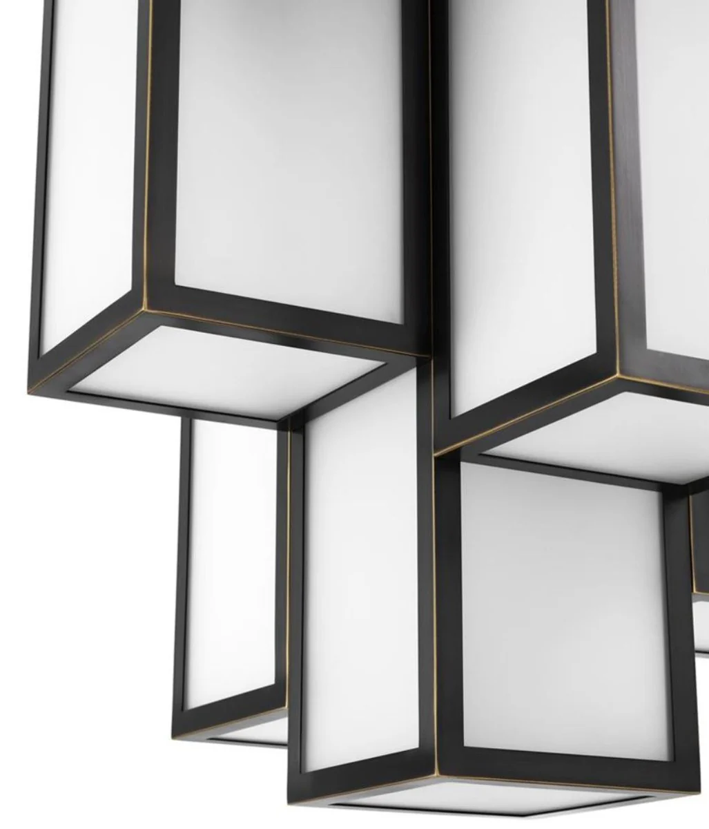 Casa Padrino lámpara de techo de lujo bronce / blanco Ø 50 x H. 53,5 cm - Calidad de Lujo