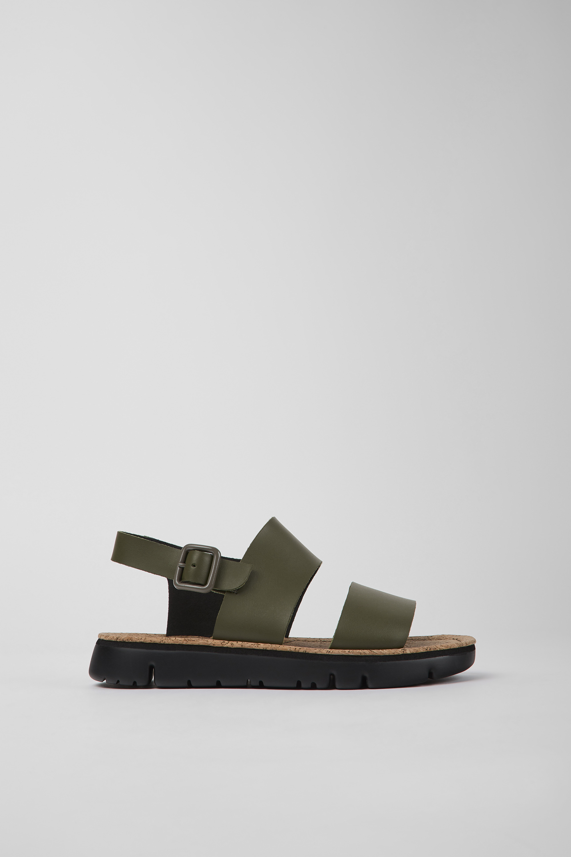 Oruga - Green leather sandals for women