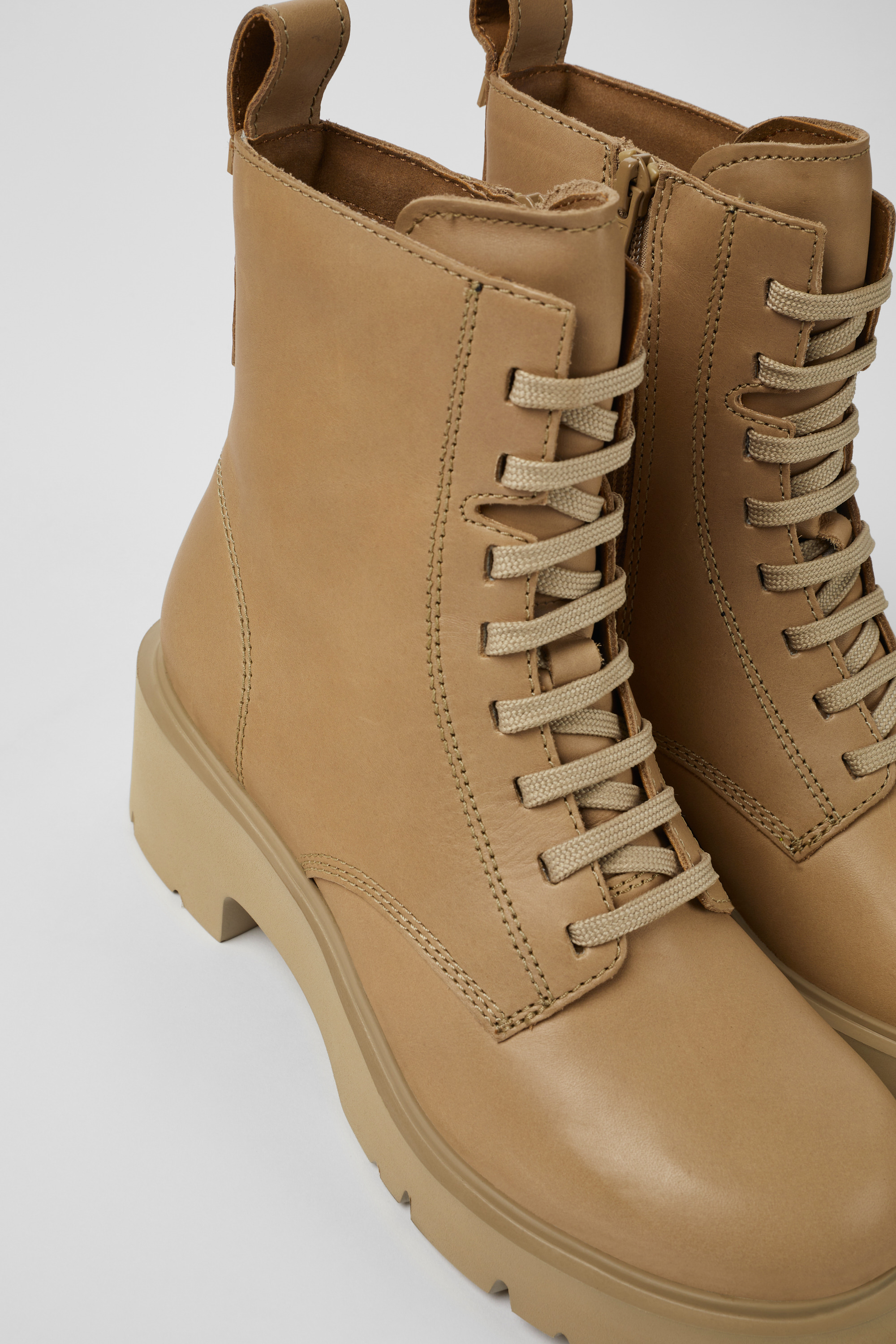 Milah - Beige lace-up boots for women