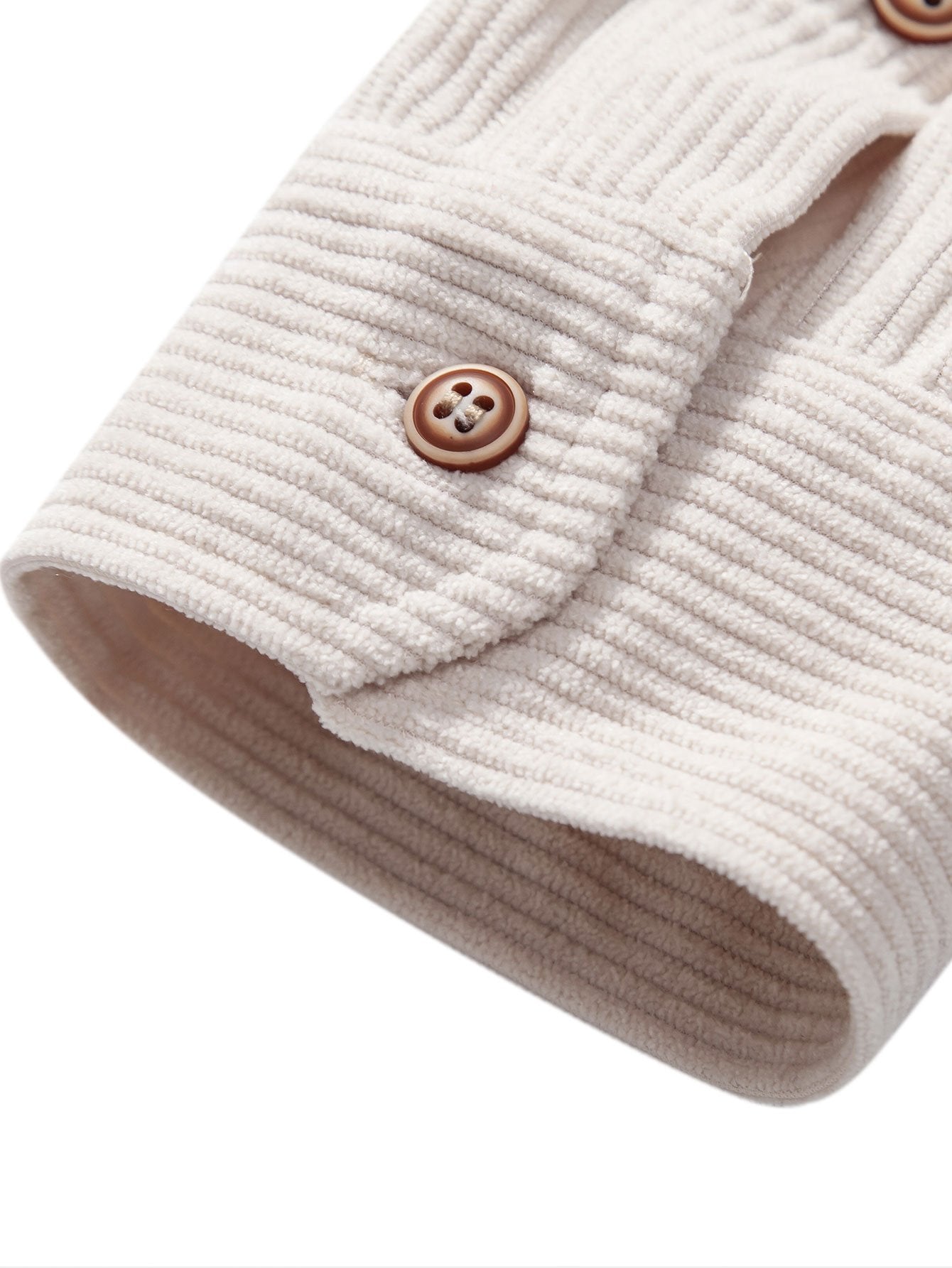 Long Sleeve Polo Collar Corduroy Shirt