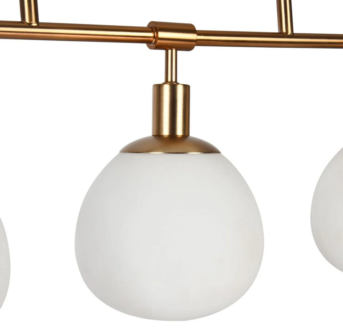 Casa Padrino lámpara de suspensión latón / blanco 120 x H 37,3 cm - Lámpara Colgante Moderna de Metal con Vidrio Esmerilado