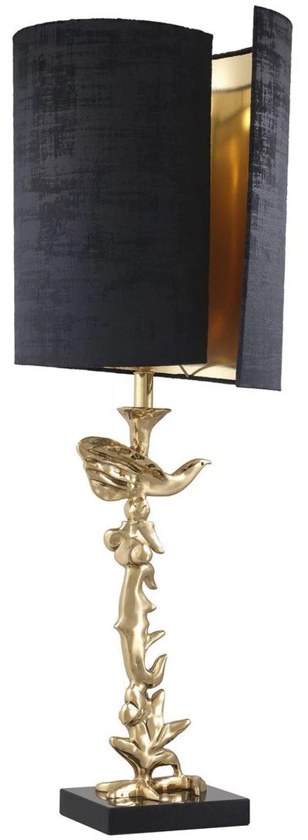 Casa Padrino lámpara de mesa de lujo latón / negro Ø 31 x A. 92 cm - Lámpara de escritorio moderna con base de granito - Colección de Lujo