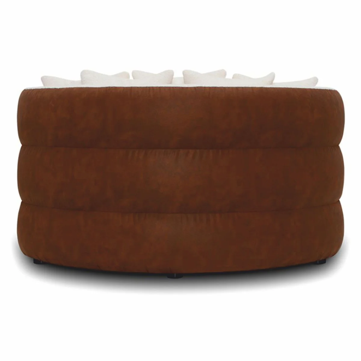 Casa Padrino Sof¨¢ de Lujo Blanco / Marr¨®n ? 132 cm - Sof¨¢ Redondo de Sal¨®n