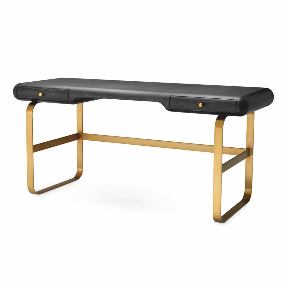 Casa Padrino escritorio de lujo con 2 cajones negro gris / lat¨®n 165 cm - Muebles de oficina