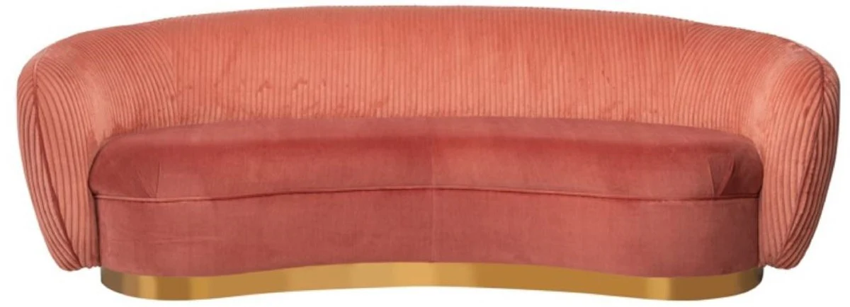 Casa Padrino sof¨¢ de lujo rosa / oro 221 x 98 x A. 72 cm - Sof¨¢ de sal¨®n curvo - Muebles de sal¨®n - Interiores de sal¨®n - Muebles de lujo - Interiores de lujo - De lujo Muebles