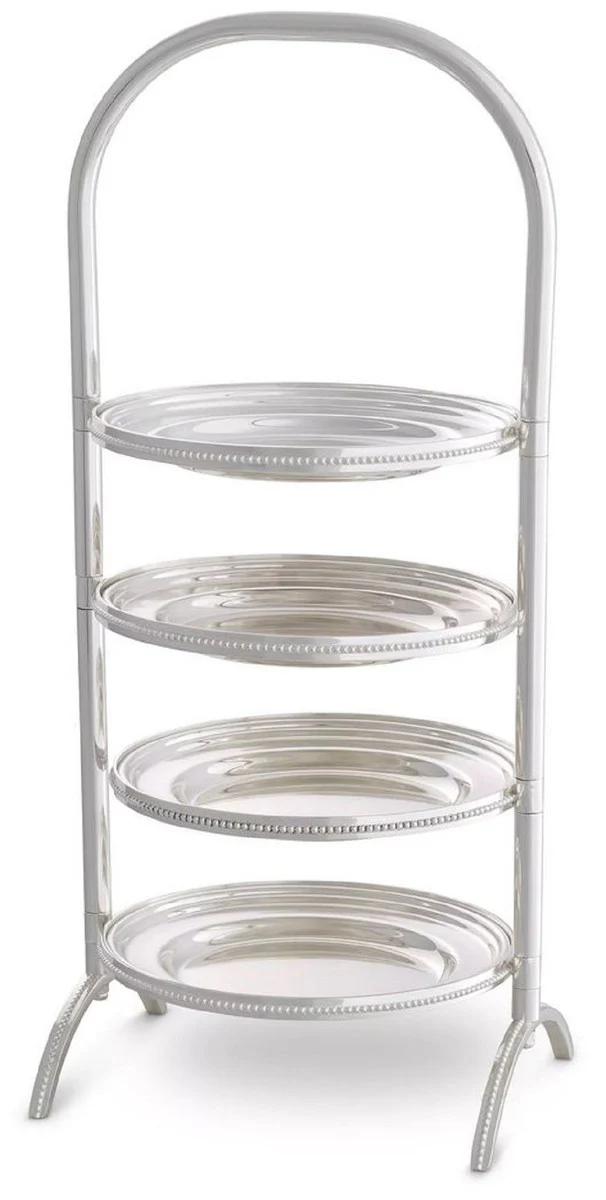 Casa Padrino etagere de lujo con asa plata 21 x 18,5 x A. 47,5 cm - Accesorios de gastronomia - Accesorios de restaurante - Accesorios de hotel - Accesorios de lujo - Calidad de lujo