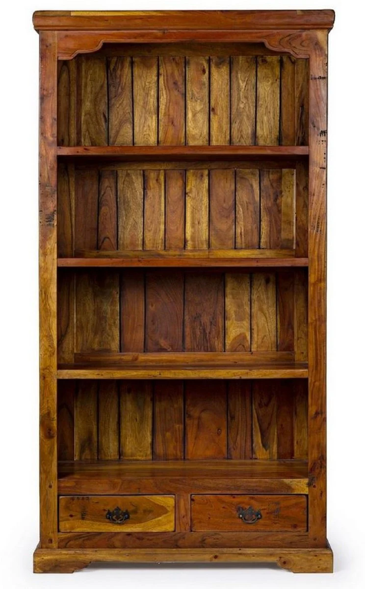 Casa Padrino armario de libros campestre marr¨®n / natural 100 x 35 x A. 185 cm - Armario de madera maciza - Armario de Sala de Estar - Armario de Oficina - Muebles de Estilo Campestre