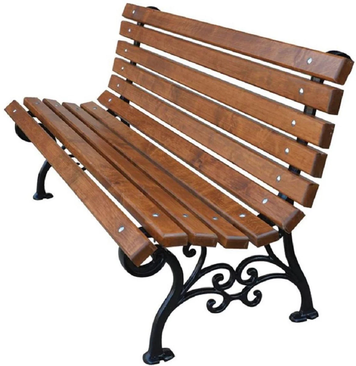 Casa Padrino Banco de Jardín Art Nouveau Marrón / Negro 180 x 42 x H. 73 cm - Banco de Asiento Banco del Parque Banco de Madera - Muebles de Jardín