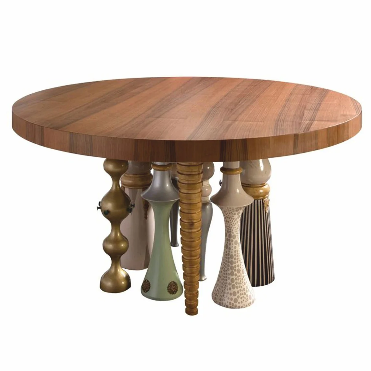 Casa Padrino Mesa de Comedor de Dise?o de Lujo Marr¨®n / Colorida ? 148 cm - Muebles de Comedor