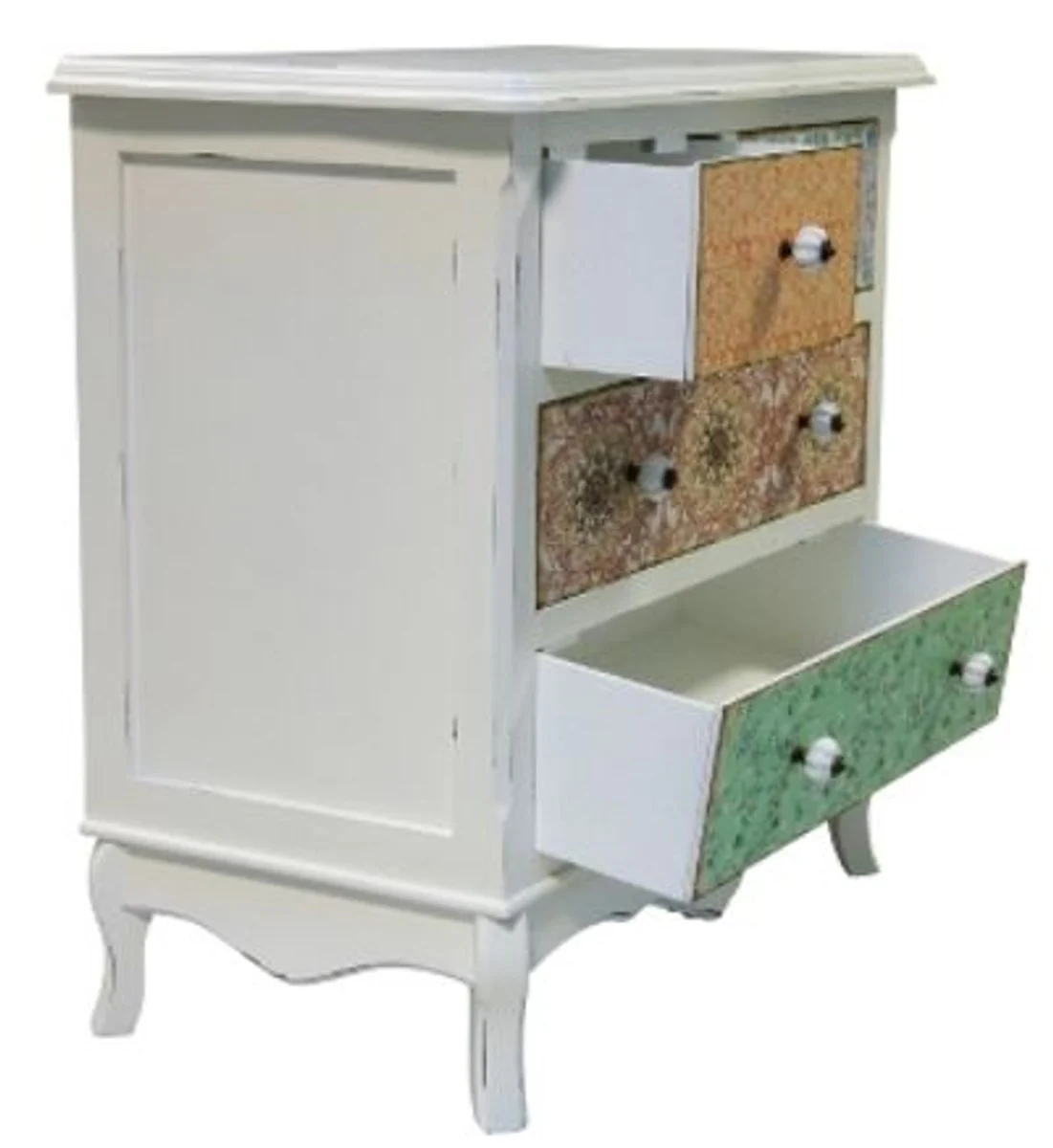 Casa Padrino Country Style Shabby Chic Chest of Drawers Antique White / Multicolor 70 x 38 x H. 71 cm - Country Style Collection