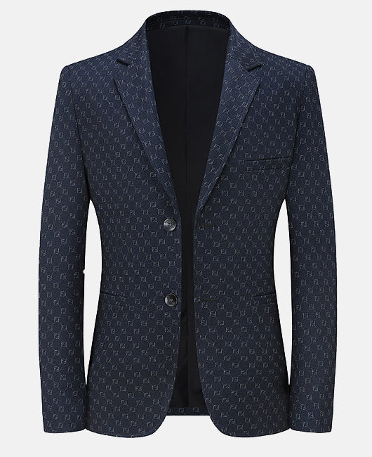 Elegant Plain Jacquard Lapel Collar Two Button Blazer