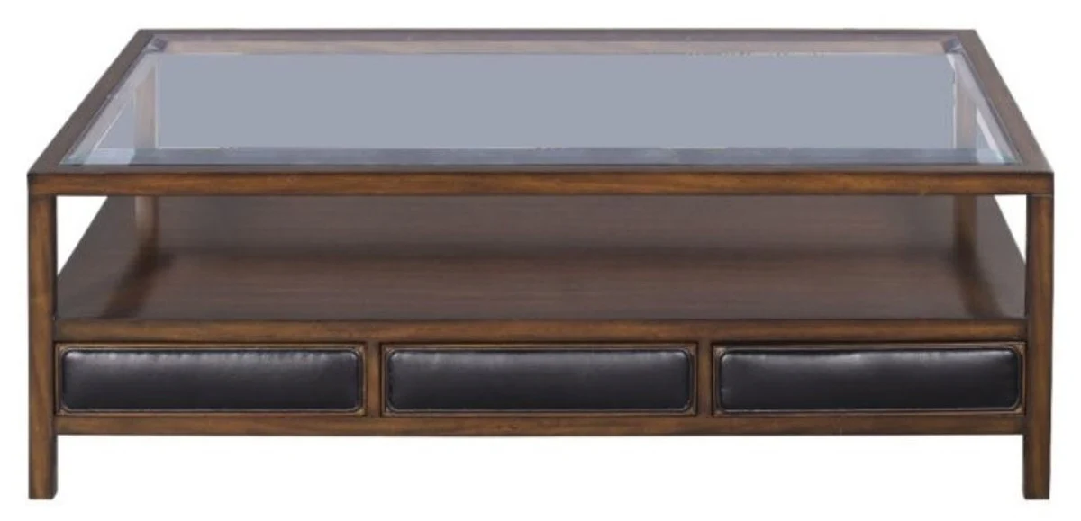 Casa Padrino mesa de centro de lujo marrón / negro 120 x 80 x H. 41 cm - Mesa de Centro de Caoba con 3 Cajones