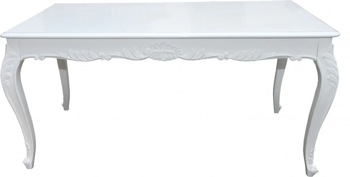 Casa Padrino baroque dining table glossy white 140 cm