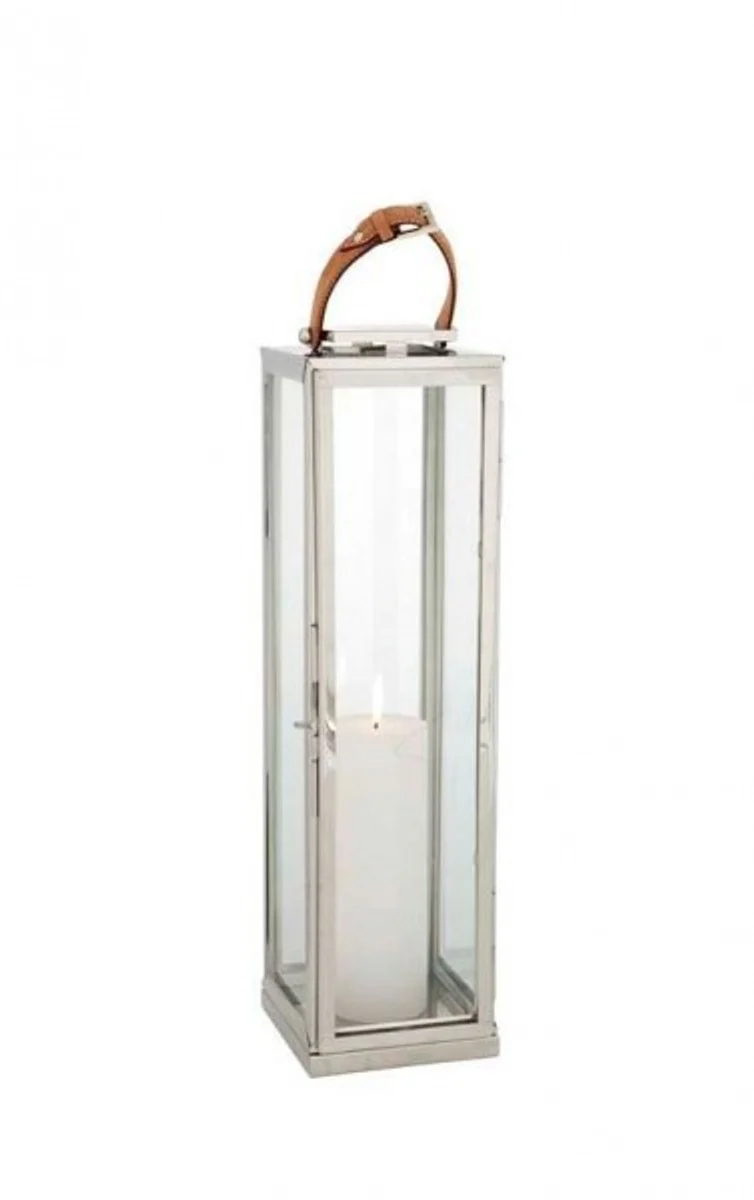 Casa Padrino Designer Deco Lantern Nickel Finish 19 x 19 x H. 70 cm - Luxury Quality