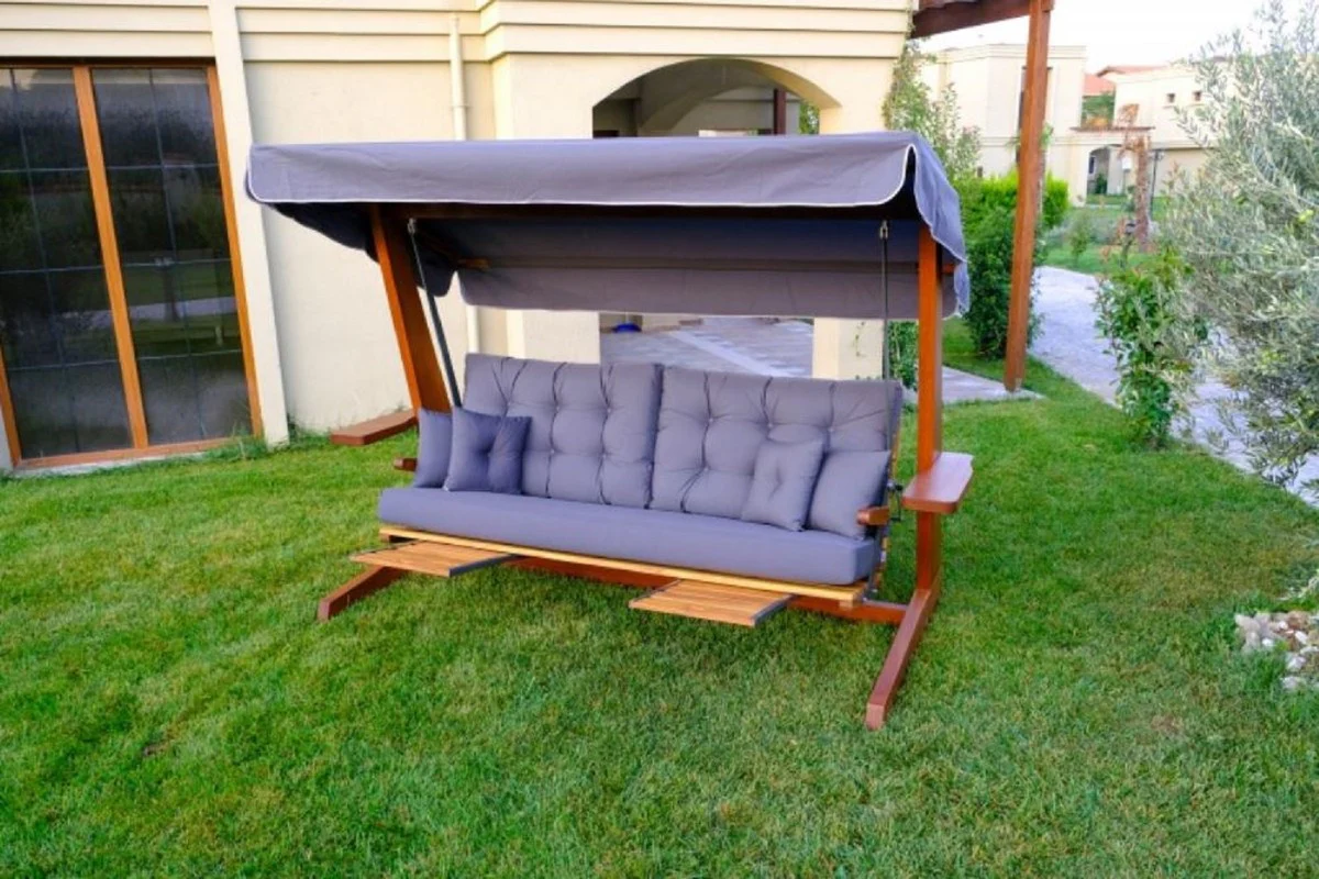 Casa Padrino columpio de Hollywood de lujo p¨²rpura / marr¨®n - Columpio de jard¨ªn resistente a la intemperie con toldo para el sol - Columpio de Terraza de Jard¨ªn - Muebles de Hotel