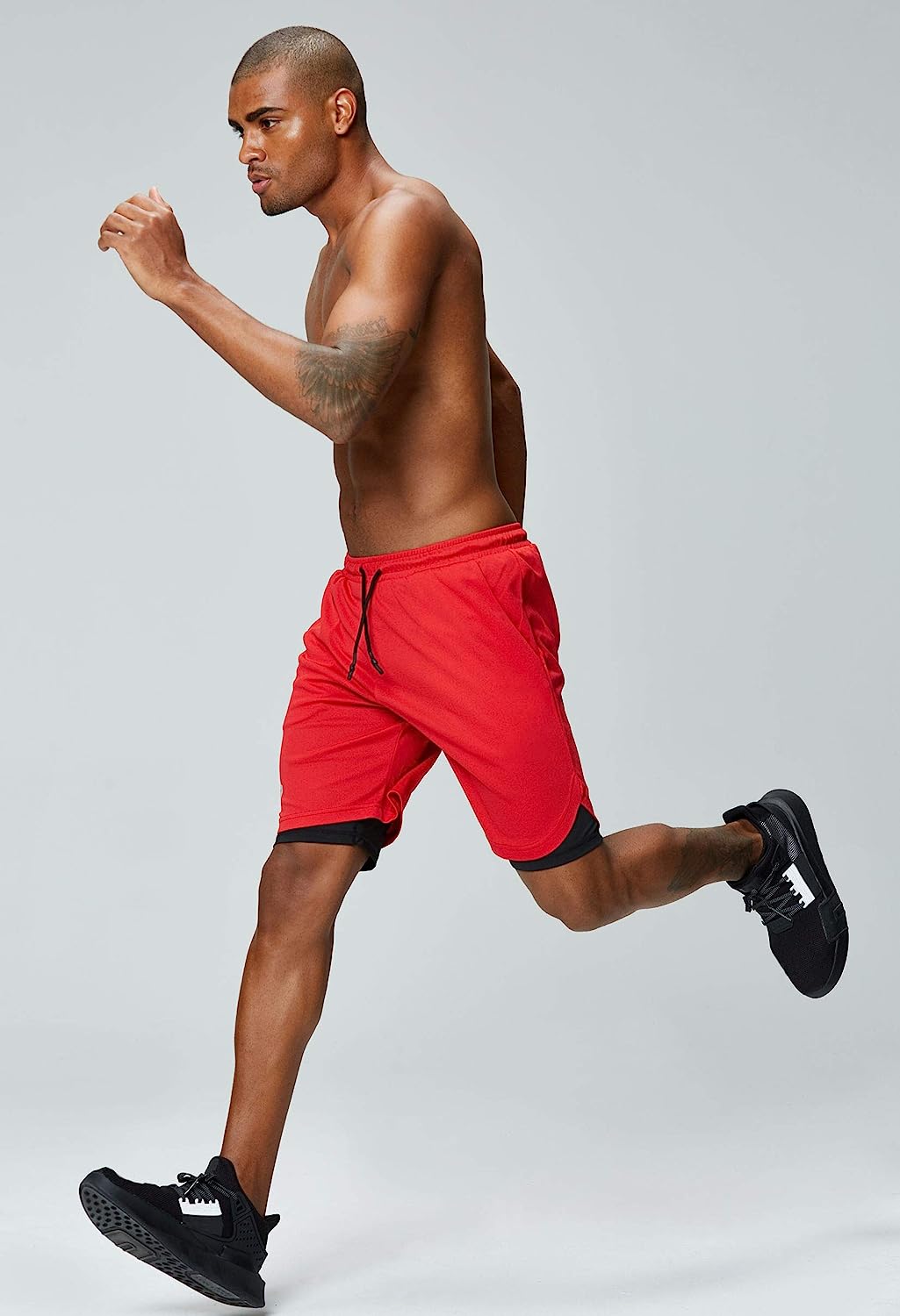 Men's 2 in 1 Running Shorts Gym Workout Quick Dry Mens Shorts with Phone Pocket