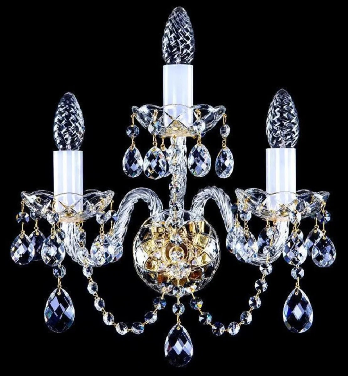Casa Padrino lámpara de pared de cristal barroco de lujo oro 34 x 17 x A. 38 cm - Magnífico lámpara de pared con cristal de Bohemia - Apliques barrocos