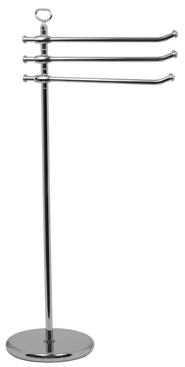 Casa Padrino Toallero de Baño de Lujo Plata Ø 25 x 40 x A. 92,5 cm - Toallero de Latón Independiente - Mueble de Baño - Mueble de Hotel - Calidad de Lujo - Hecho en Italia