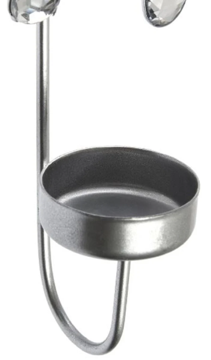 Casa Padrino conjunto de candelero de pared de diseño de 4 plata 24 x 6 x H. 31 cm - Decoración de Pared Decorativa