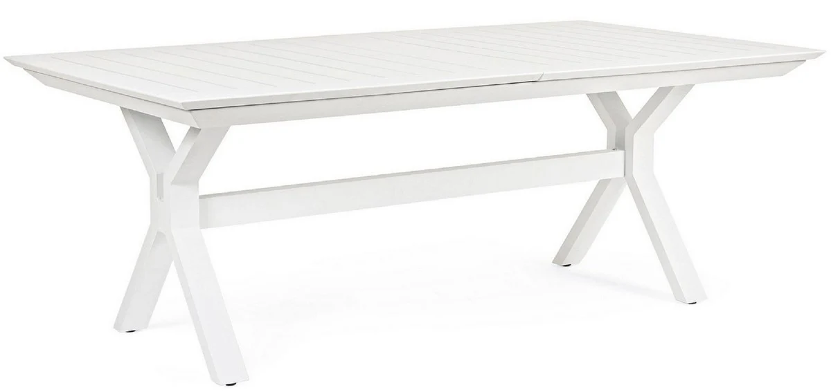 Casa Padrino mesa de jardín de lujo blanco 200-300 x 110 x A. 76 cm - Mesa de comedor extensible de aluminio con recubrimiento en polvo - Mesa de jardín y terraza - Muebles de jardín y terraza