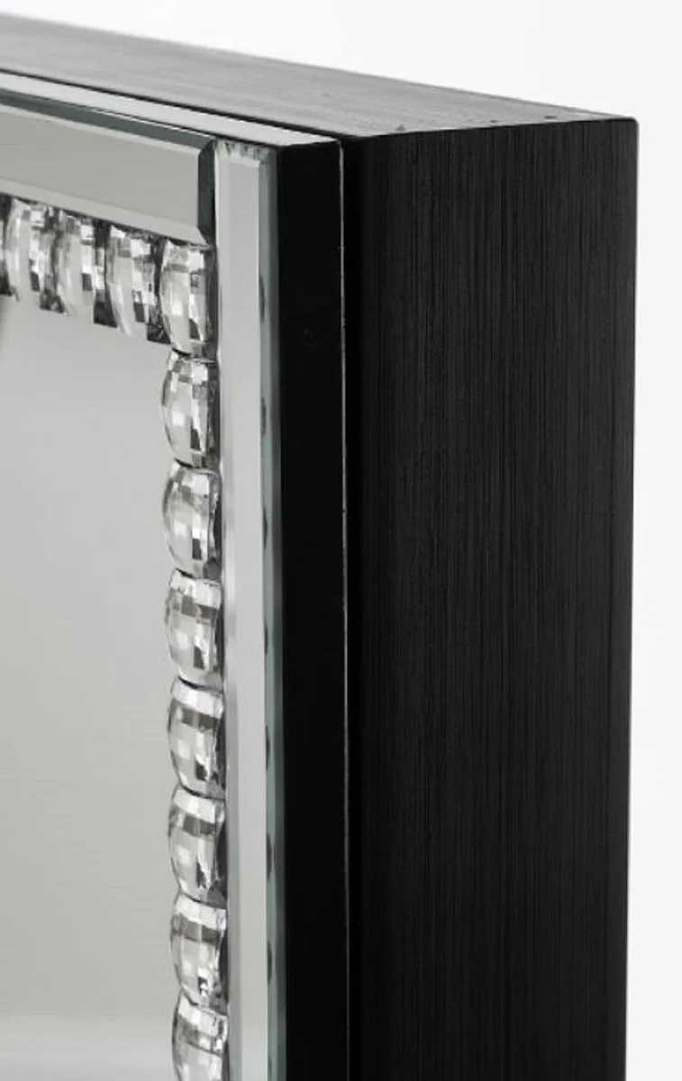 Casa Padrino gabinete de joyería de lujo de con puerta de espejo plata / negro 35 x 9 x H. 120 cm - Colección de Lujo
