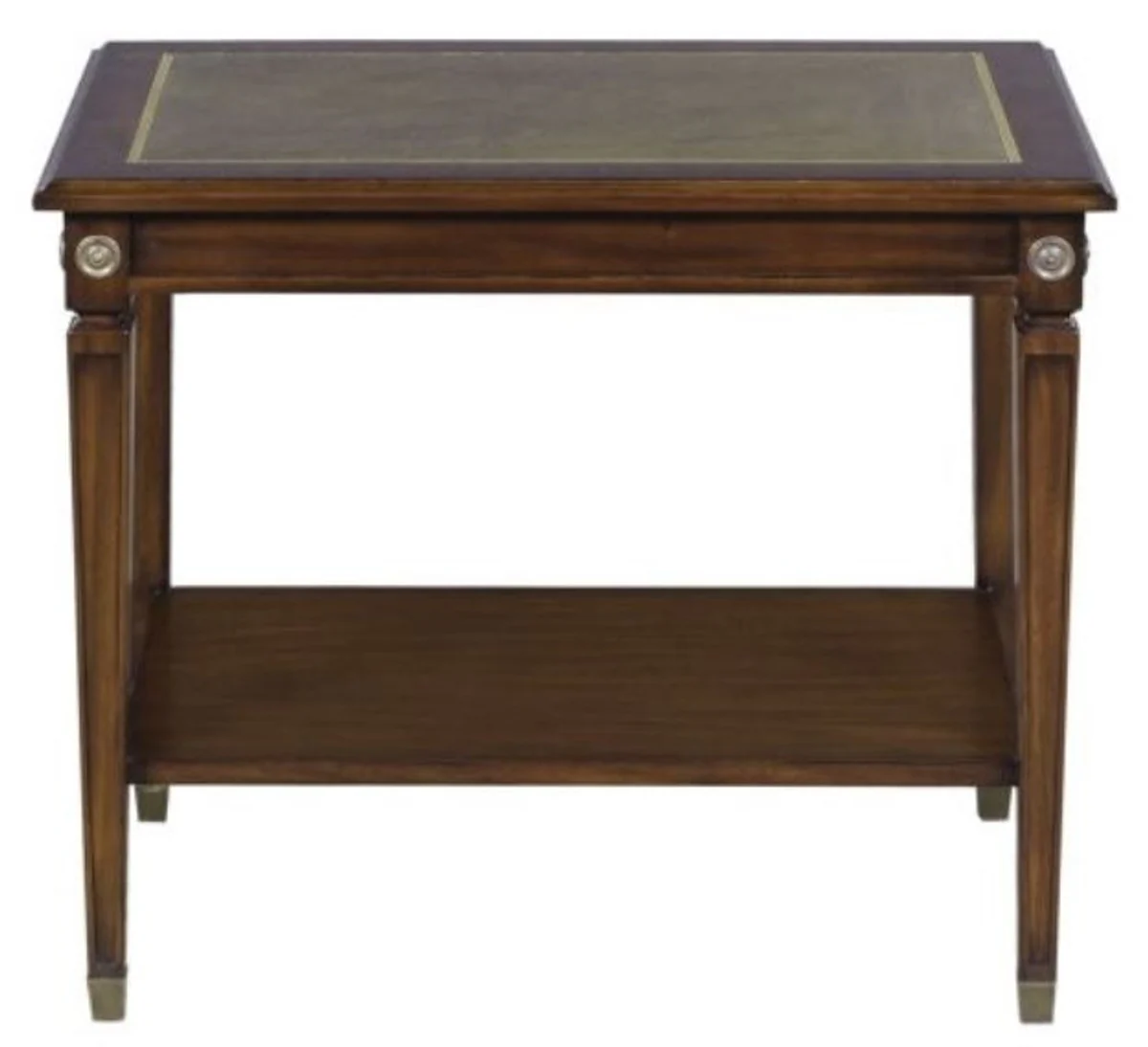 Casa Padrino mesa auxiliar de caoba marrón / verde 64 x 43 x H. 54 cm - Mesita de Noche de Lujo