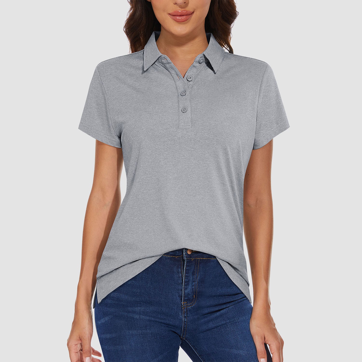 Women's Polo T-shirt 4 Buttons Casual T-Shirts Quick Dry Short Sleeve Golf Shirt