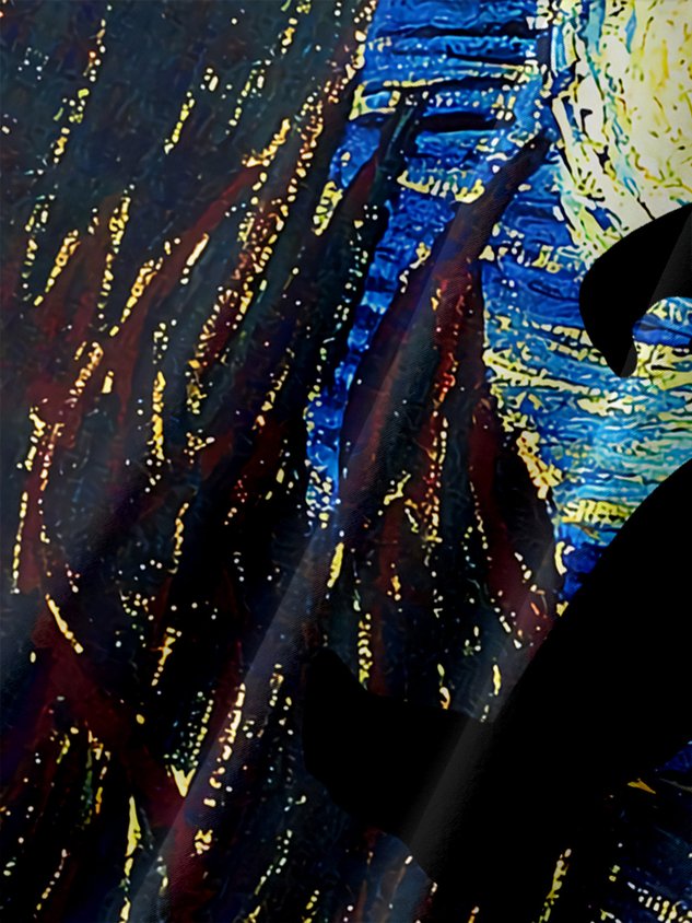 Starry Bigfoot Chest Pocket Short Sleeve Casual Shirt