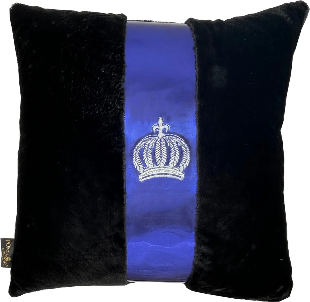 Harald Gl??ckler almohada decorativa de lujo Pomp??s de Casa Padrino negro / azul real - Almohadas Gl??ckler - Almohadas de dise?o - Harald Gl??ckler accesorios decorativos de dise?o