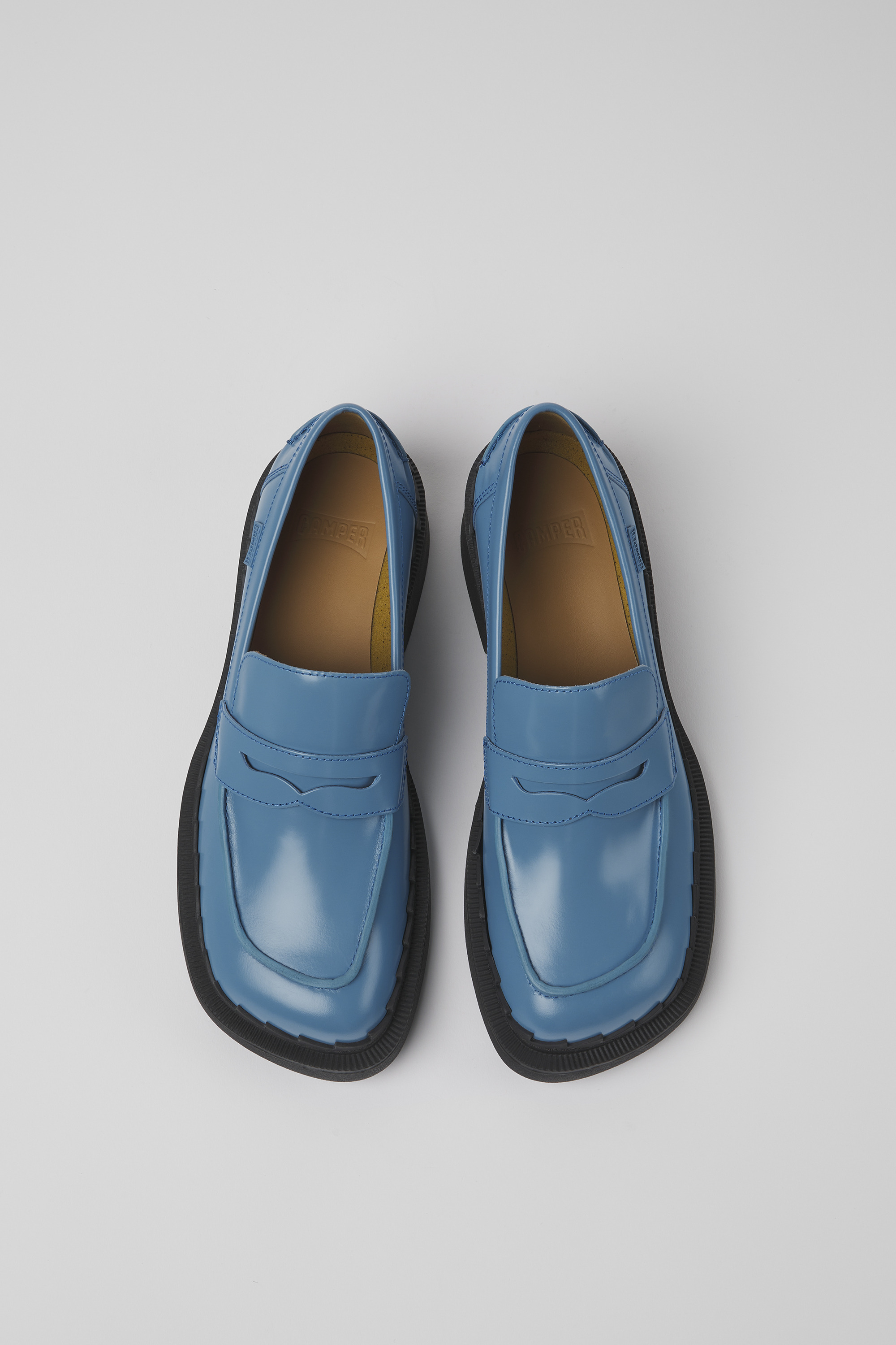 Taylor - Blue leather loafers for women